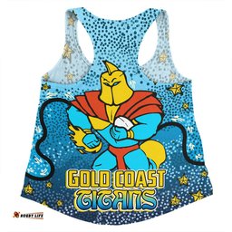 Gold Coast Titans Custom Women Racerback Singlet - Team With Dot And Star Patterns For Tough Fan Women Racerback Singlet