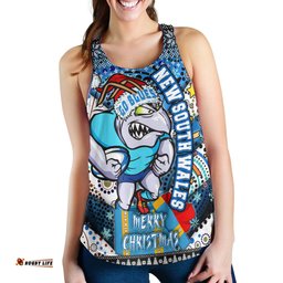 Cockroaches  Christmas Women Racerback Tank - NSW Go Blues Cockroaches Aboriginal Inspired With Snowflake