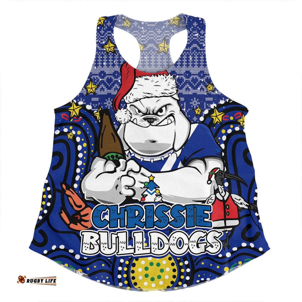 Canterbury-Bankstown Bulldogs Christmas Custom Women Racerback Singlet - Christmas Knit Patterns Vintage Jersey Ugly Women Racerback Singlet