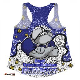 Canterbury-Bankstown Bulldogs Custom Women Racerback Singlet - Team With Dot And Star Patterns For Tough Fan Women Racerback Singlet