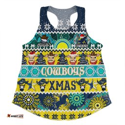 North Queensland Cowboys Christmas Aboriginal Custom Women Racerback Singlet - Indigenous Knitted Ugly Xmas Style Women Racerback Singlet