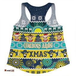 North Queensland Cowboys Christmas Aboriginal Custom Women Racerback Singlet - Indigenous Knitted Ugly Xmas Style Women Racerback Singlet