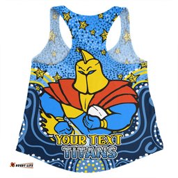 Gold Coast Titans Custom Women Racerback Singlet - Custom With Aboriginal Inspired Style Of Dot Painting Patterns  Women Racerback Singlet