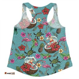 Australia Christmas Surfing Women Racerback Singlet - Funny Santa Surfing Colorful Seamless Pattern Women Racerback Singlet