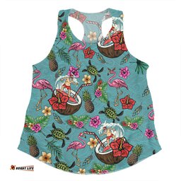 Australia Christmas Surfing Women Racerback Singlet - Funny Santa Surfing Colorful Seamless Pattern Women Racerback Singlet