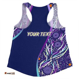 Australia Aboriginal Custom Women Racerback Singlet - Purple Dot Dreamtime Women Racerback Singlet