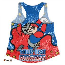 Newcastle Knights Custom Women Racerback Singlet - Team With Dot And Star Patterns For Tough Fan Women Racerback Singlet