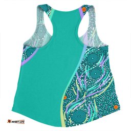 Australia Aboriginal Custom Women Racerback Singlet - Turquoise Dot Dreamtime Women Racerback Singlet