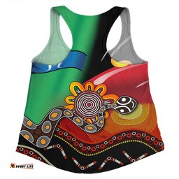 Australia Aboriginal Custom Women Racerback Singlet - The Rainbow Serpent Dreamtime Give Shape To The Earth Women Racerback Singlet