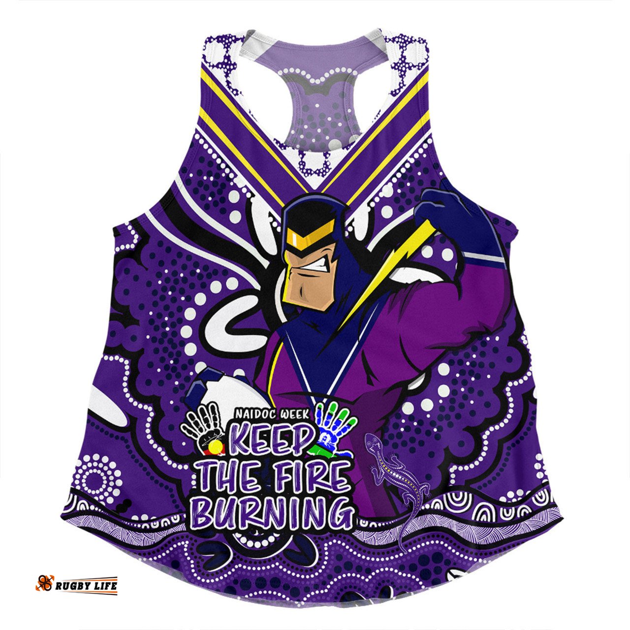 Melbourne Storm Women Racerback Singlet Aboriginal Inspired Naidoc Week Custom For Die Hard Fan Supporters