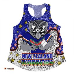 New Zealand Warriors Custom Women Racerback Singlet - Team With Dot And Star Patterns For Tough Fan Women Racerback Singlet