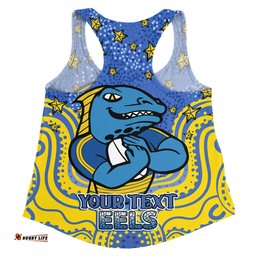 Parramatta Eels Custom Women Racerback Singlet - Custom With Aboriginal Inspired Style Of Dot Painting Patterns  Women Racerback Singlet