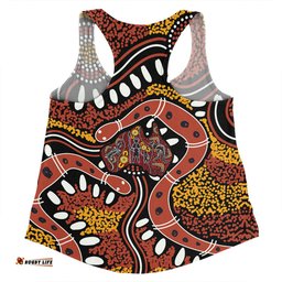 Australia Rainbow Serpent Aboriginal Women Racerback Singlet - Aboriginal Dot Art Snake Artwork Women Racerback Singlet