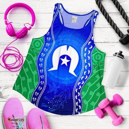 Torres Strait Islanders Women's Racerback Tank Torres Symbol With Aboriginal Patterns