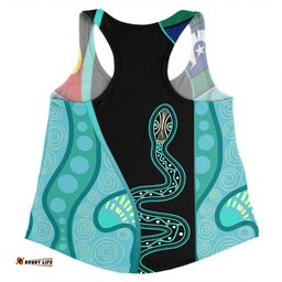 Amazing Aussie Australia Aboriginal Custom Turquoise Indigenous Rainbow Serpent Inspired Women Tank Top