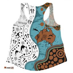Amazing Aussie Australia Aboriginal Custom Aussie Indigenous Hunting Season With Kangaroo Dot Art Women Tank Top