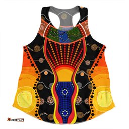 Amazing Aussie Australia Aboriginal Custom Indigenous Dot With Boomerang Inspired Women Tank Top