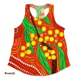 Amazing Aussie Australia Aboriginal Aboriginal Dot Art Of Australian Yellow Wattle Painting Women Tank Top