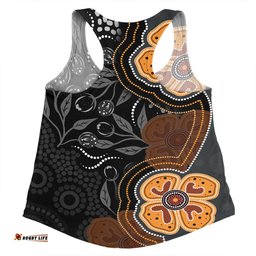 Amazing Aussie Australia Aboriginal Aboriginal Dot Art With Bush Flowers Women Tank Top