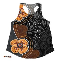 Amazing Aussie Australia Aboriginal Aboriginal Dot Art With Bush Flowers Women Tank Top