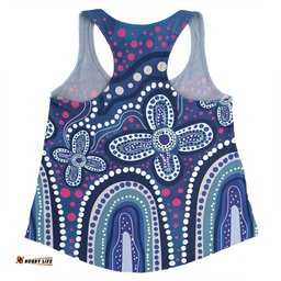 Amazing Aussie Australia Aboriginal Dot painting illustration in Aboriginal style Blue Women Tank Top