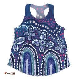 Amazing Aussie Australia Aboriginal Dot painting illustration in Aboriginal style Blue Women Tank Top