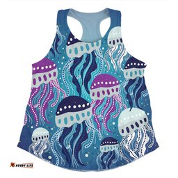 Amazing Aussie Australia Aboriginal Aboriginal Art Painting With Jellyfish Women Tank Top