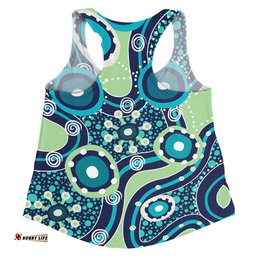 Amazing Aussie Australia Aboriginal Blue Aboriginal Dot Art Inspired Women Tank Top
