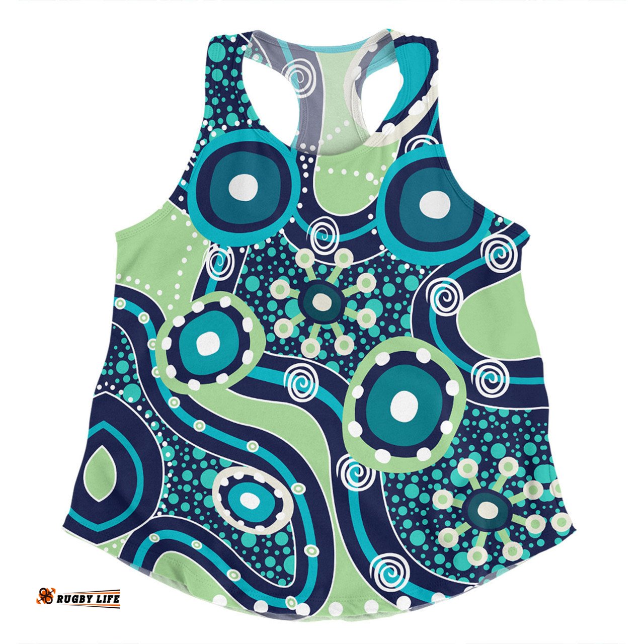 Amazing Aussie Australia Aboriginal Blue Aboriginal Dot Art Inspired Women Tank Top