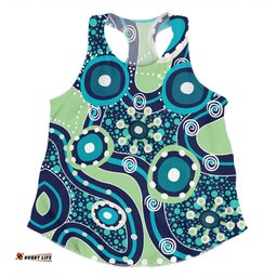 Amazing Aussie Australia Aboriginal Blue Aboriginal Dot Art Inspired Women Tank Top