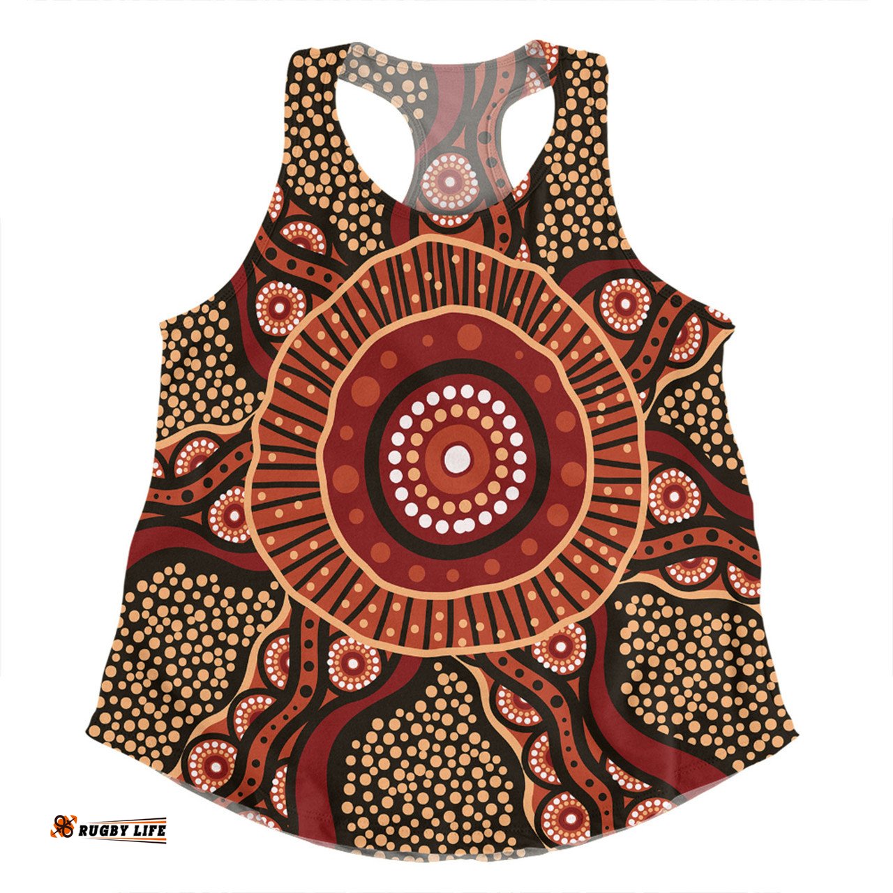 Amazing Aussie Australia Aboriginal Brown Aboriginal Style Dot Painting Women Tank Top