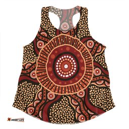 Amazing Aussie Australia Aboriginal Brown Aboriginal Style Dot Painting Women Tank Top