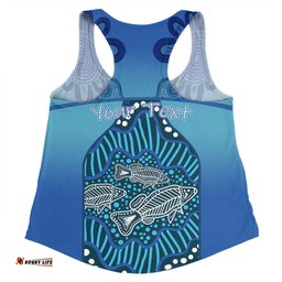 Amazing Aussie Australia Aboriginal Custom Blue Aboriginal Dot With Fish Women Tank Top