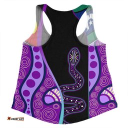 Amazing Aussie Australia Aboriginal Custom Purple Indigenous Rainbow Serpent Inspired Women Tank Top