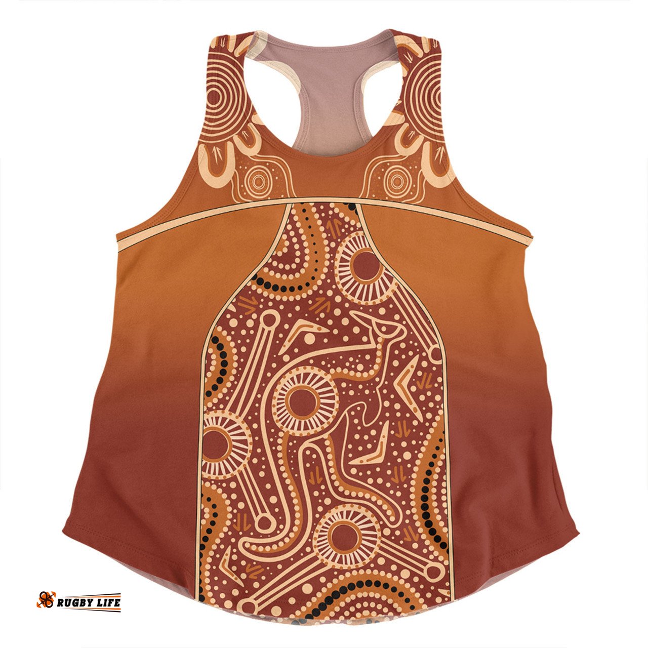 Amazing Aussie Australia Aboriginal Custom Brown Kangaroo In Aboriginal Dot Art Women Tank Top