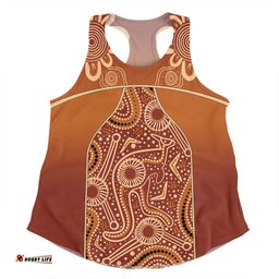 Amazing Aussie Australia Aboriginal Custom Brown Kangaroo In Aboriginal Dot Art Women Tank Top