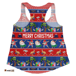 Amazing Aussie Australia Christmas Custom Tropical Ugly Xmas Santa Dapping And Dancing Women Tank Top
