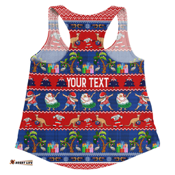 Amazing Aussie Australia Christmas Custom Tropical Ugly Xmas Santa Dapping And Dancing Women Tank Top