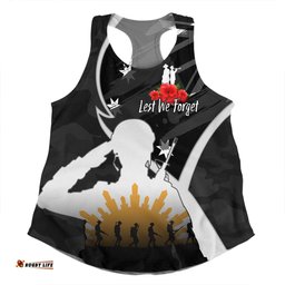 Amazing Aussie Australia Anzac Day Custom Lest We Forget With Black Camouflage Pattern Women Tank Top