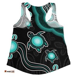 Amazing Aussie Australia Aboriginal Turtle Dreaming Journey Featuring Dot Art Turquoise Women Tank Top