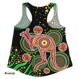 Amazing Aussie Australia Kangaroo Aboriginal Custom Aboriginal Plant With Kangaroo Colorful Art Women Tank Top