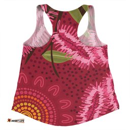 Amazing Aussie Australia Flowers Aboriginal Pink Bottle Brush Flora In Indigenous Painting Women Tank Top