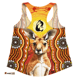 Amazing Aussie Australia Aboriginal Kangaroo Dreaming With Dot Art Women Tank Top