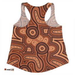 Amazing Aussie Australia Dot Painting Inspired Aboriginal Brown Aboriginal Australian Art With Boomerang Women Tank Top