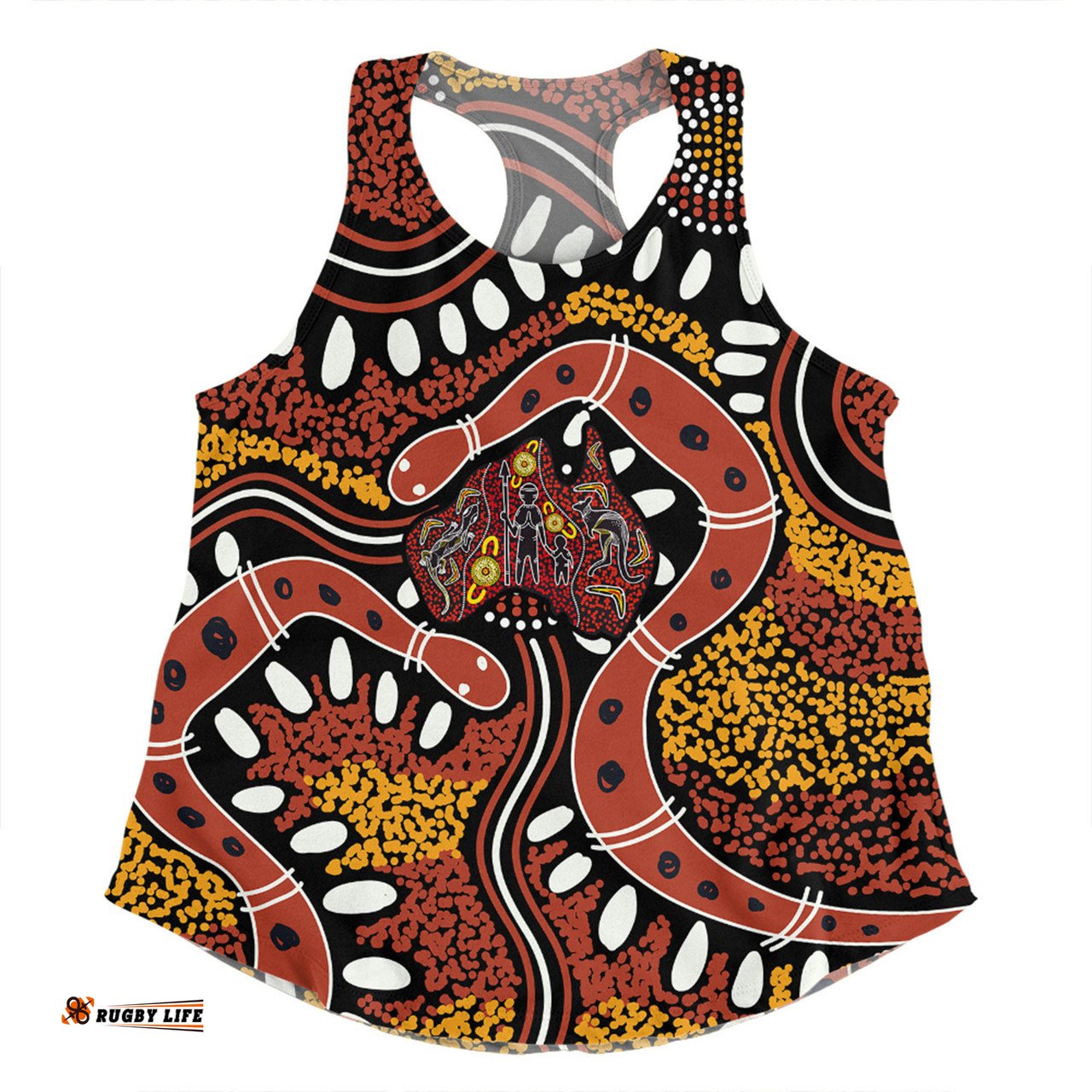 Amazing Aussie Australia Rainbow Serpent Aboriginal Aboriginal Dot Art Snake Artwork Women Tank Top