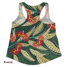 Amazing Aussie Australia Flowers Aboriginal Aboriginal Dot Art of Australian Native Eucalyptus Plant Women Tank Top