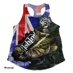 Amazing Aussie Australia Fishing Bad To The Bone Fishing Australia Flag Vintage Women Tank Top