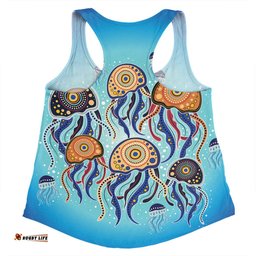 Amazing Aussie Australia Dot Painting Inspired Aboriginal Jellyfish Art In Aboriginal Dot Style Women Tank Top