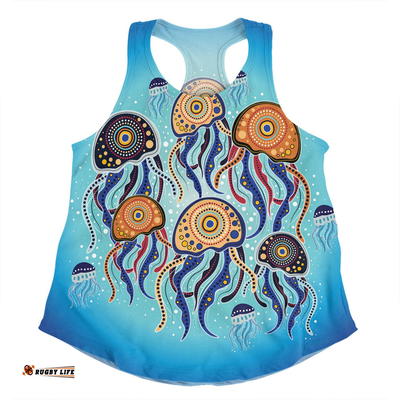 Amazing Aussie Australia Dot Painting Inspired Aboriginal Jellyfish Art In Aboriginal Dot Style Women Tank Top