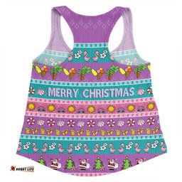 Amazing Aussie Australia Christmas Custom Aussie Christmas Flamingo Summer Vibes Purple Women Tank Top